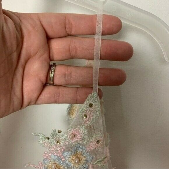 MAC DUGGAL Embellished Floral Sleeveless Deep V-Neck A-Line Gown Pastel Size 12 - Picture 7 of 14